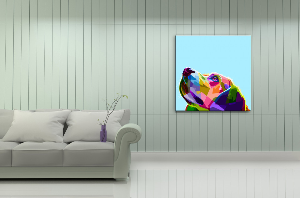 Tablou abstract cap de caine colorat