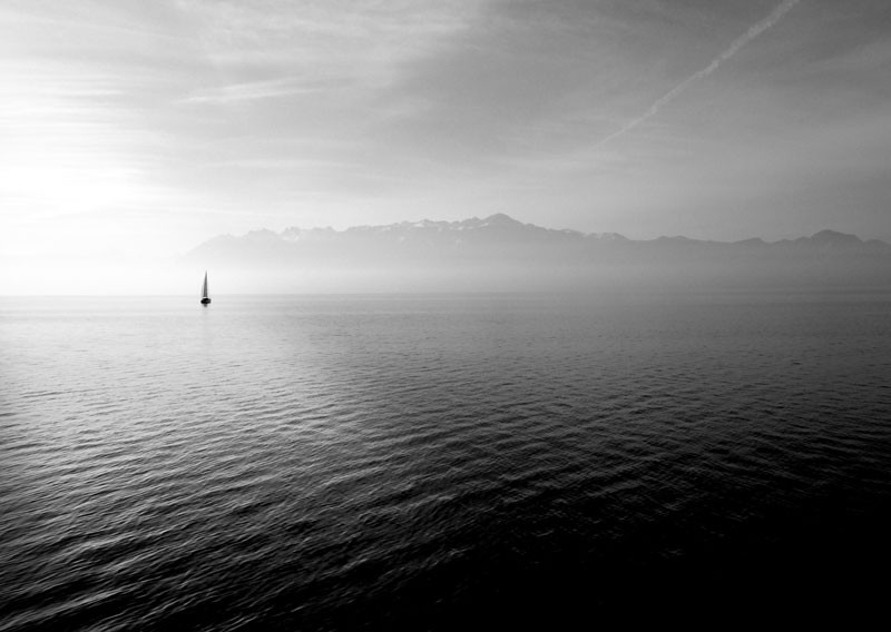 Tablou Lac alb-negru