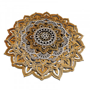 Tablou Mandala Florala decorativ din lemn, decor 3d multistrat