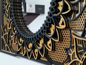 Oglinda Tablou Mandala decorativa din lemn, decor 3d multistrat