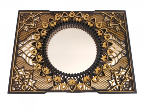Oglinda Tablou Mandala decorativa din lemn, decor 3d multistrat