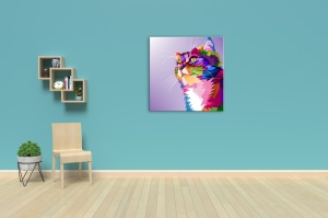 Tablou abstract pisica meditativa