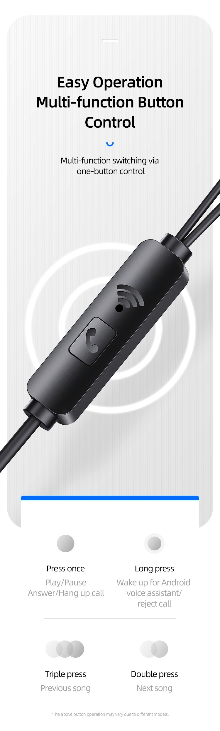 casti audio cu fir cu buton multicontrol