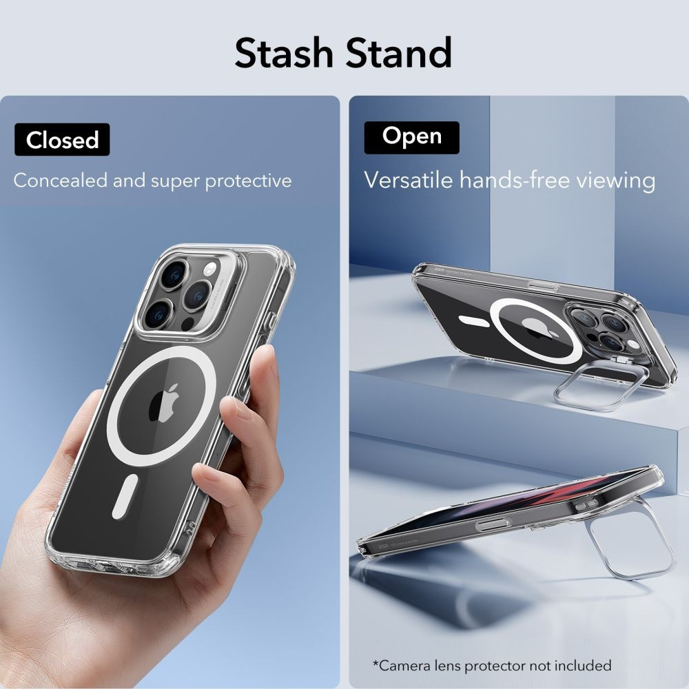 husa iphone 15 pro max cu suport din aliaj de zinc incorporat