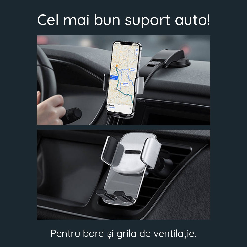 cel mai bun suport de telefon auto cu prindere pe grila de ventilatie si pe bord