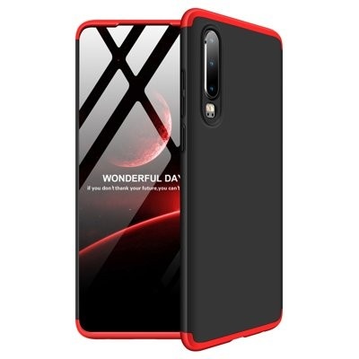 Husa Huawei P30 -GKK 360 Front and Back Case Full Body Cover -Negru cu Rosu