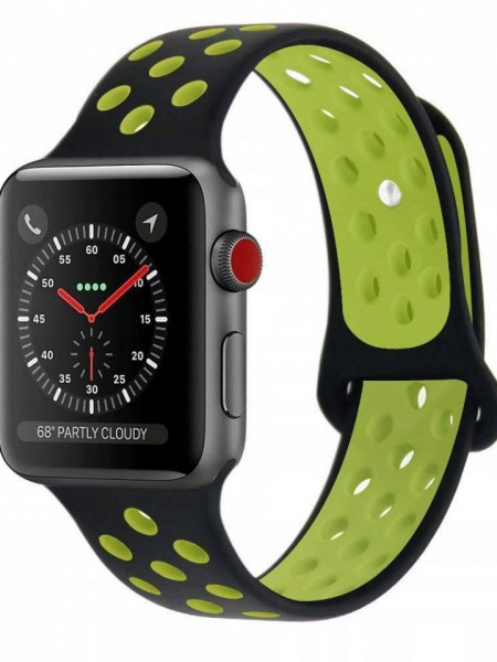 Curea Apple Watch 1 42MM-Tech Protect Softband-Black /Lime