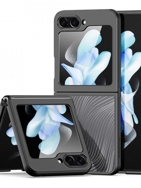Husa  transparenta cu dungi si margini negre pentru Samsung z flip 5 