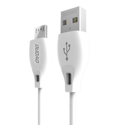 Cablu de date Dudao USB / Micro USB 2.4 A 1m white