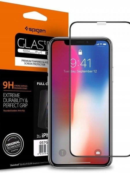 Sticla securizata Iphone XR -Spigen Glass FC-margine neagra