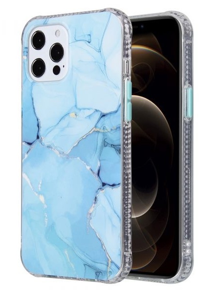 Husa Iphone 12 PRO / Iphone 12 - Coloured Glaze Marble Blue