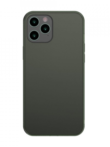 Husa iPhone 12 Pro Max -Baseus Frosted Glass Case cu margine flexibila -Dark Green
