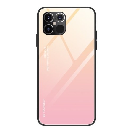 Husa Iphone 12 PRO MAX-Gradient Glass Durable Cover din sticla securizata 9H -Roz