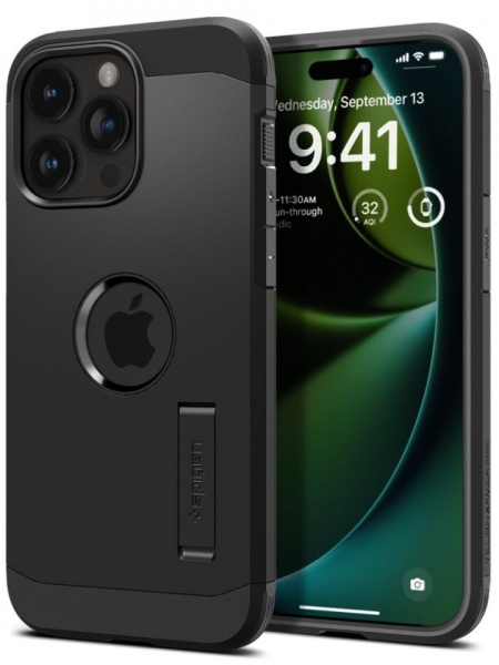 Husa Spigen iphone 15 Pro Max rezistenta Tough Armor neagra