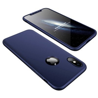 Husa Iphone XS /Iphone X -GKK 360 Front and Back Case Full Body Cover -Navy Blue