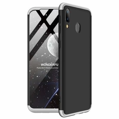Husa Samsung Galaxy A40 -GKK 360 Front and Back Case Full Body Cover -Negru cu Gri