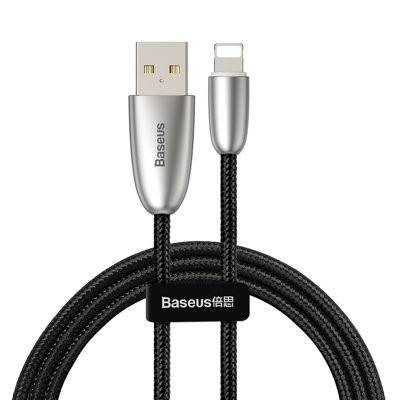 Cablu de date Baseus Torch Lightning cu lampă LED 1M- Negru