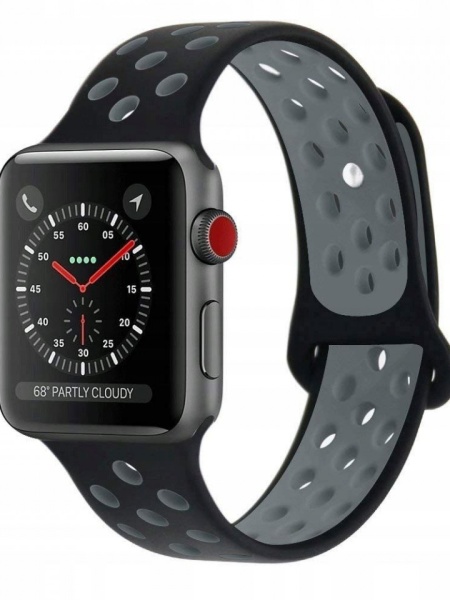 Curea Apple Watch 3 42 MM-Tech Protect Softband-Black/Gray