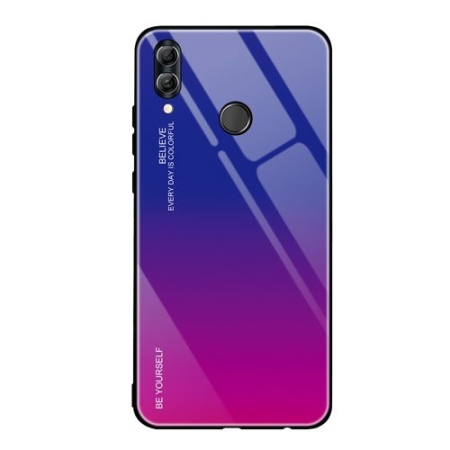 Husa Huawei P Smart 2019-Gradient Glass Durable Cover din sticla securizata 9H-pink-purple