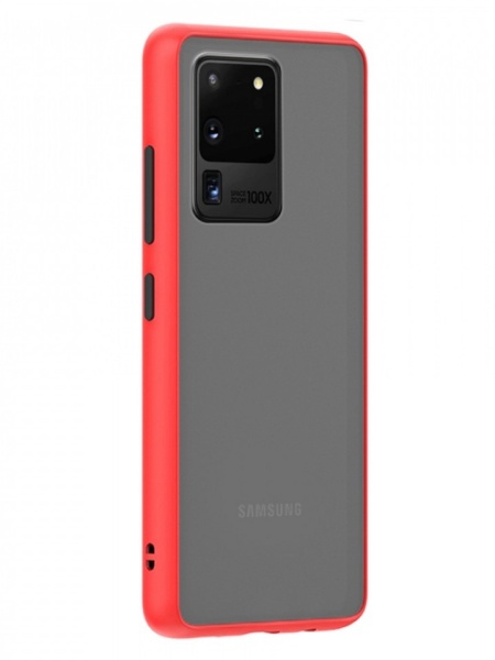 Husa Samsung Galaxy S20 Ultra- Colored buttons case- bumper rosu cu butoane negre