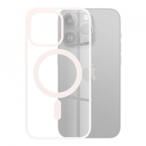 Husa iPhone 15 Pro Max Magmat Magsafe Pro transparenta margini roz