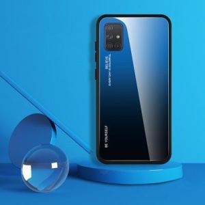 Husa Samsung Galaxy A71-Gradient Glass Durable Cover din sticla securizata 9H-Negru cu Albastru
