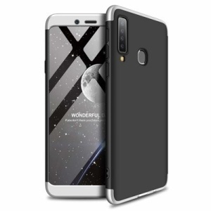 Husa Samsung Galaxy A9 -GKK 360 Front and Back Case Full Body Cover Negru cu Argintiu