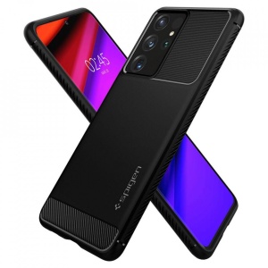 Husa Samsung Galaxy S21 Ultra - Spigen Rugged Armor -Neagra