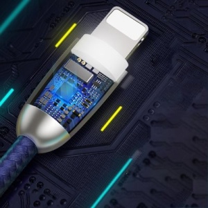 Cablu de date Baseus Torch Lightning cu lampă LED 1M- Negru