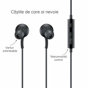 Casti cu fir Samsung Stereo Earphones (EO-IA500BBEGGWW) , jack 3.5mm, microfon