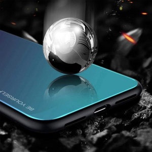 Husa Huawei P30 PRO-Gradient Glass Durable Cover din sticla securizata 9H- Black Blue