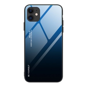 Husa Iphone 12 -Gradient Glass Durable Cover din sticla securizata 9H -Albastru/Negru