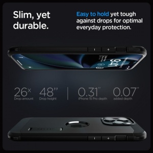 Husa iPhone 15 Pro Max Spigen Tough Armor Mag Magsafe neagra