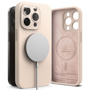 Husa iPhone 15 Pro Ringke Silicone Magnetic Magsafe Pink Sand