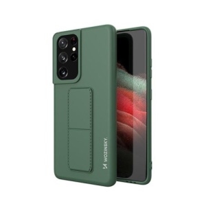 Husa Samsung Galaxy S21 Ultra 5G- Wozinsky Kickstand Case Silicone -Dark Green
