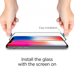 Sticla securizata Iphone XS MAX -Spigen Glass FC-margine neagra