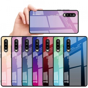Husa Huawei P30 PRO-Gradient Glass Durable Cover din sticla securizata 9H- Black Blue