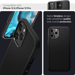 Husa Iphone 12 PRO / Iphone 12 -Spigen Liquid Air- Negru mat