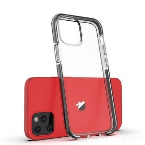 Husa Iphone 12 PRO / Iphone 12 -Spring Case- TPU transparent cu margini negre