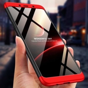 Husa Samsung Galaxy A9 -GKK 360 Front and Back Case Full Body Cover Negru cu Rosu
