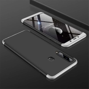 Husa Samsung Galaxy A9 -GKK 360 Front and Back Case Full Body Cover Negru cu Argintiu