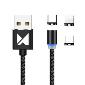 Cablu de date Wozinsky Magnetic Cable USB / micro USB / USB Type C / Lightning 2,4A 1m