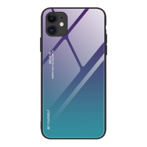 Husa Iphone 12 Mini-Gradient Glass Durable Cover din sticla securizata 9H -Albastru/Mov