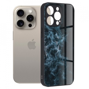 Husa iPhone 15 Pro Max - Printing Glass Blue Nebula