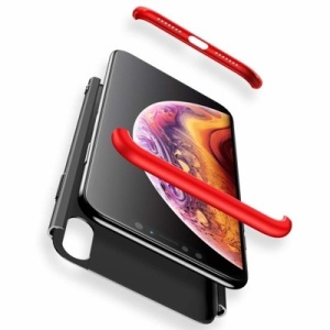 Husa Iphone XR-GKK 360 Front and Back Case Full Body Cover -Negru cu Rosu