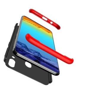 Husa Samsung Galaxy A40 -GKK 360 Front and Back Case Full Body Cover- Negru cu Rosu