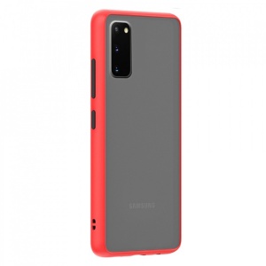 Husa Samsung Galaxy S20 - Colored buttons case- bumper rosu cu butoane negre