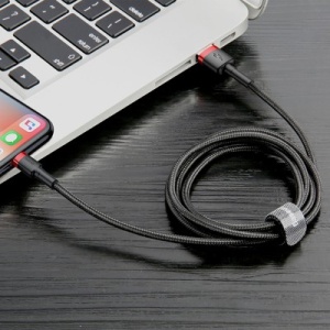 Cablu de date Baseus Cafule Lightning 2M- Negru cu rosu