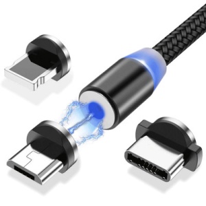 Cablu de date Wozinsky Magnetic Cable USB / micro USB / USB Type C / Lightning 2,4A 1m