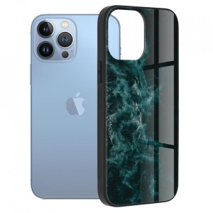 Husa iPhone 14 Pro Max- Printing Glass Blue Nebula